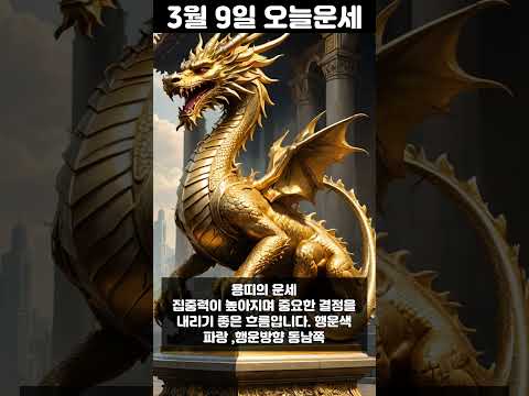 3월 9일 띠별 운세 코디색상 좋은위치 [30초운세]  🎃✨ 오늘의운세 띠별운세 행운숫자 행운색깔 운세 サムネイル