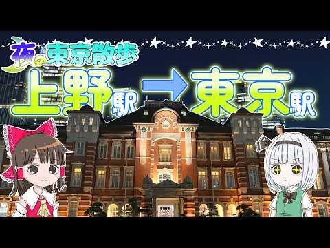 夜の東京散歩！上野駅から東京駅まで歩いてみた！妖夢と霊夢が夜の東京を散策するよ【ゆっくり実況解説】【旅行Vlog】 サムネイル