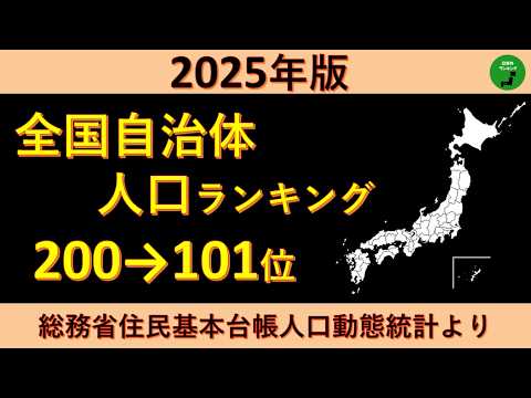 【200～101位】1005_2025年版全国自治体人口ランキング【音声付】【作業用】 サムネイル