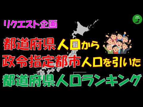 【リクエスト感謝】980_政令指定都市を除いた都道府県の人口ランキング【作業用】【音声付】 サムネイル