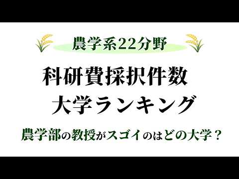 【農学系22分野】科研費採択件数大学ランキング【研究力】 サムネイル