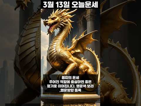 3월 13일 띠별 운세 코디색상 좋은위치 [30초운세]  🎃✨ 오늘의운세 띠별운세 행운숫자 행운색깔 운세 サムネイル