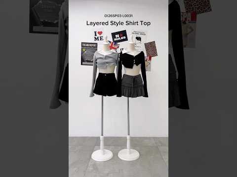 【レイヤードが可愛いショートトップス🖤】どっちの色が好き？shorts fashion wego outfit 韓国フ… サムネイル