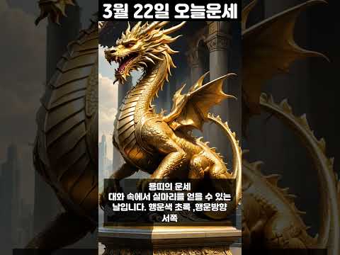 3월 22일 띠별 운세 코디색상 좋은위치 [30초운세]  🎃✨ 오늘의운세 띠별운세 행운숫자 행운색깔 운세 サムネイル